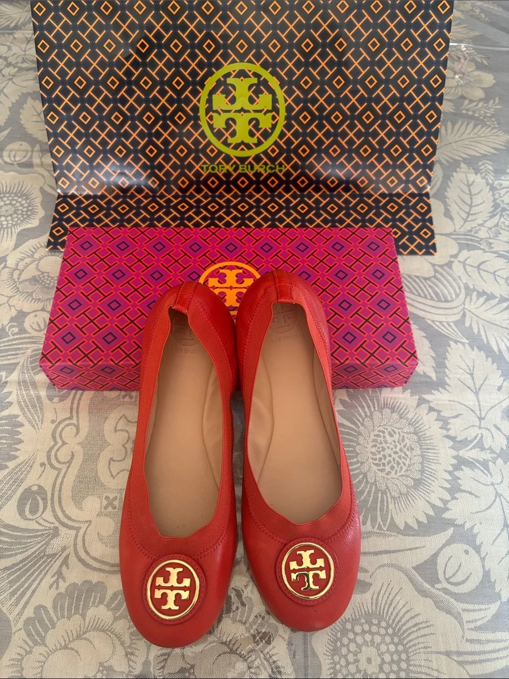 Tory Burch Sedgwick Orange Reva Flats